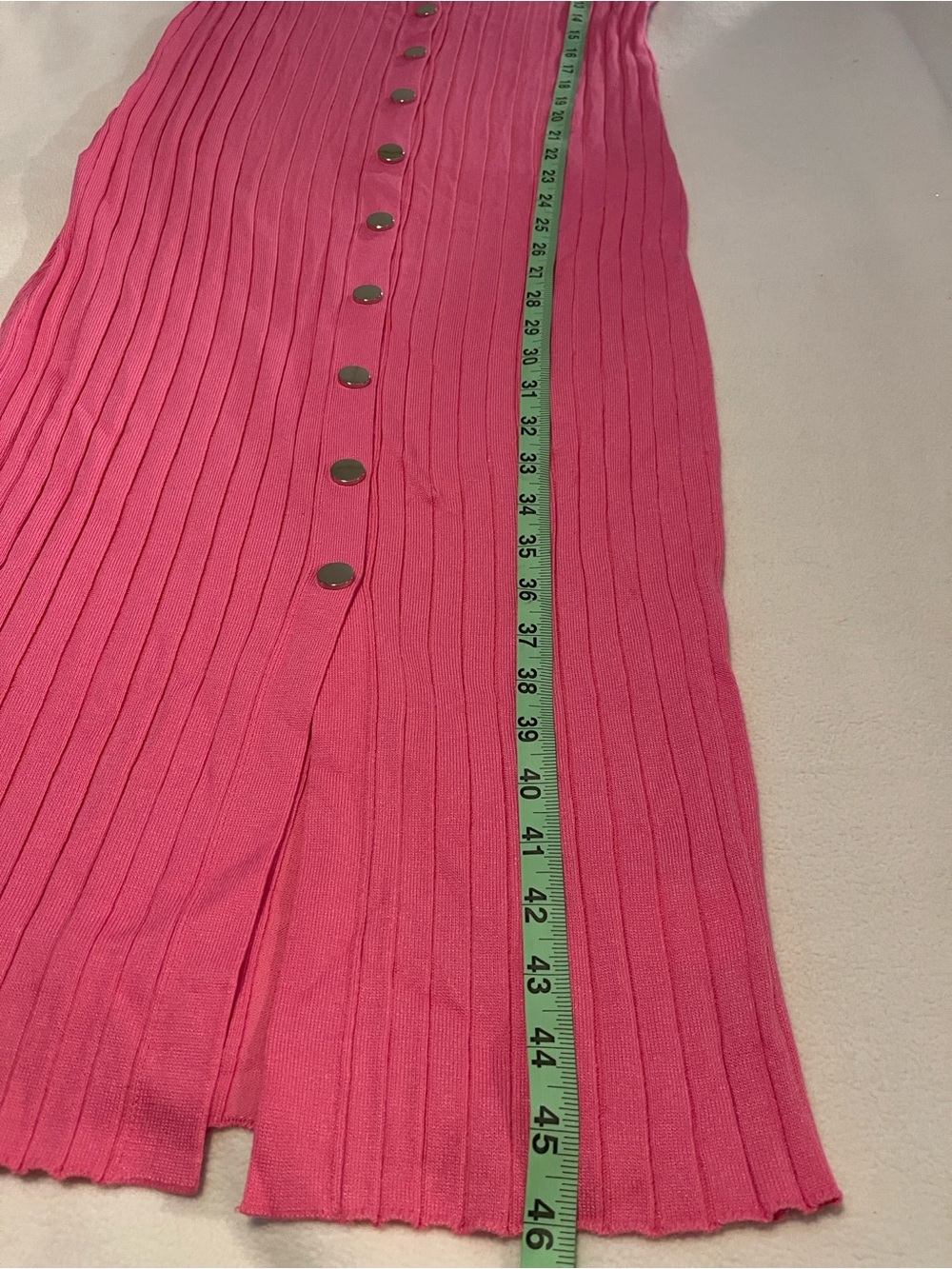 Amazon Pink Ribbed Button-Front Midi Dress - Picture 6 of 7